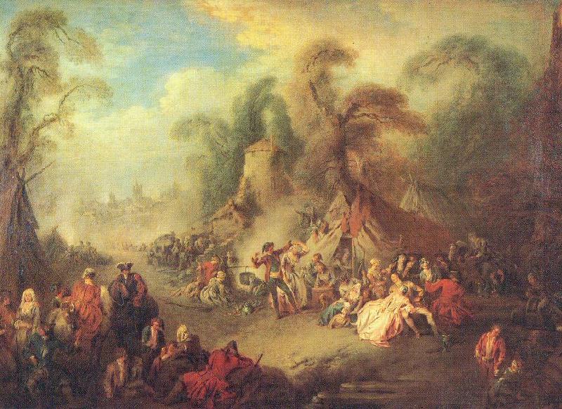 Pater, Jean-Baptiste A Country Festival with Soldiers Rejoicing Norge oil painting art